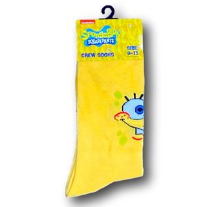3/$20 Sponge Bob Square Pants Face Funny Novelty Crew Socks - NWT